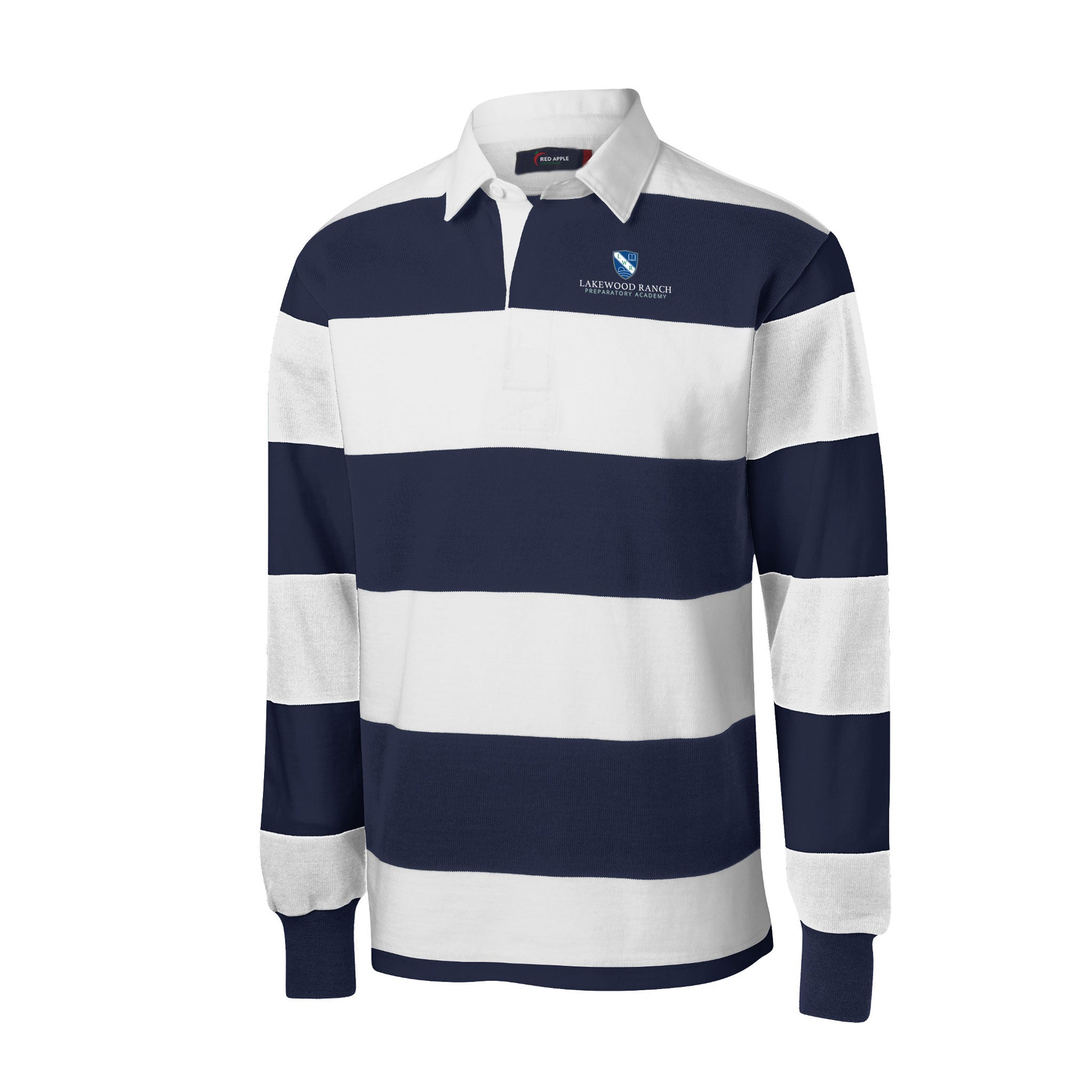 Lakewood Ranch Prep High School Adult Blue & White Striped Rugby Shirt